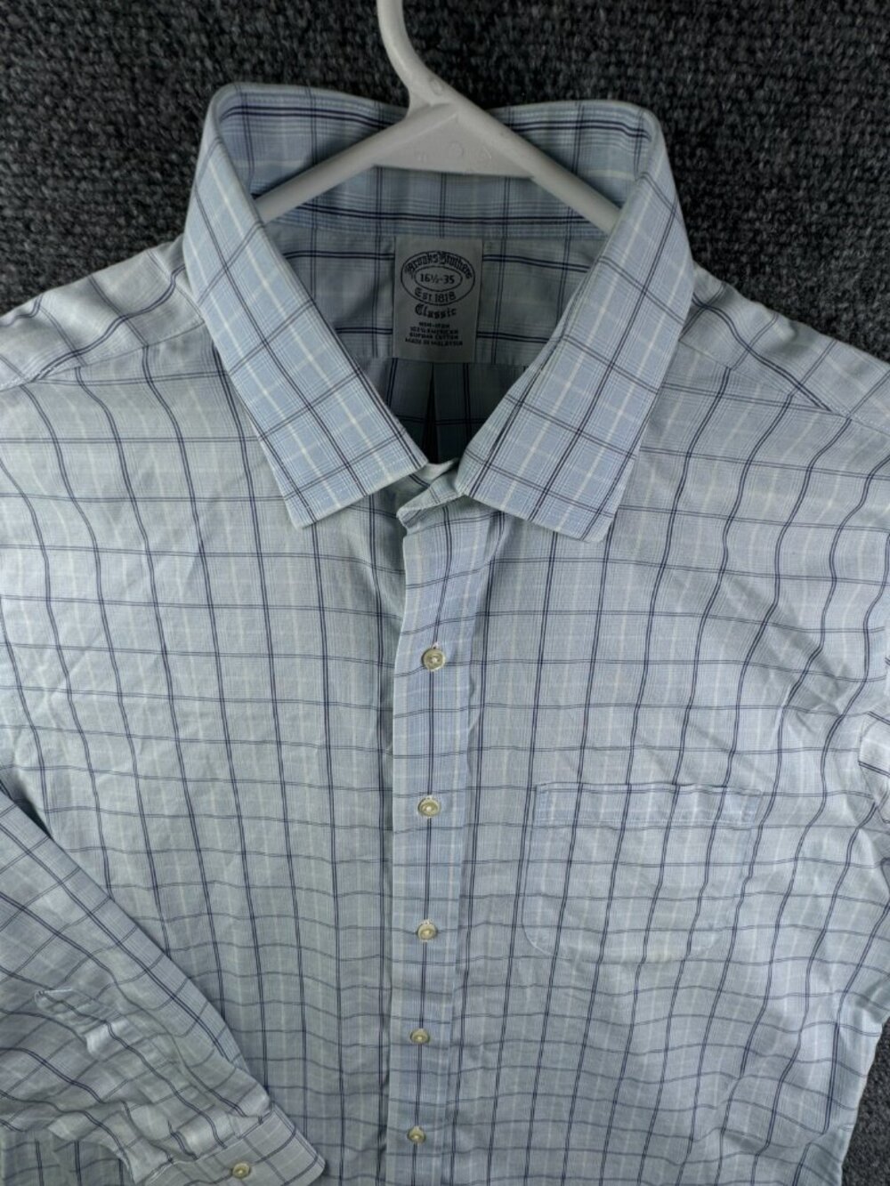 Brooks Brothers Cotton Button Up Shirt Long Sleeve Classic 16.5 35 Supima Blue